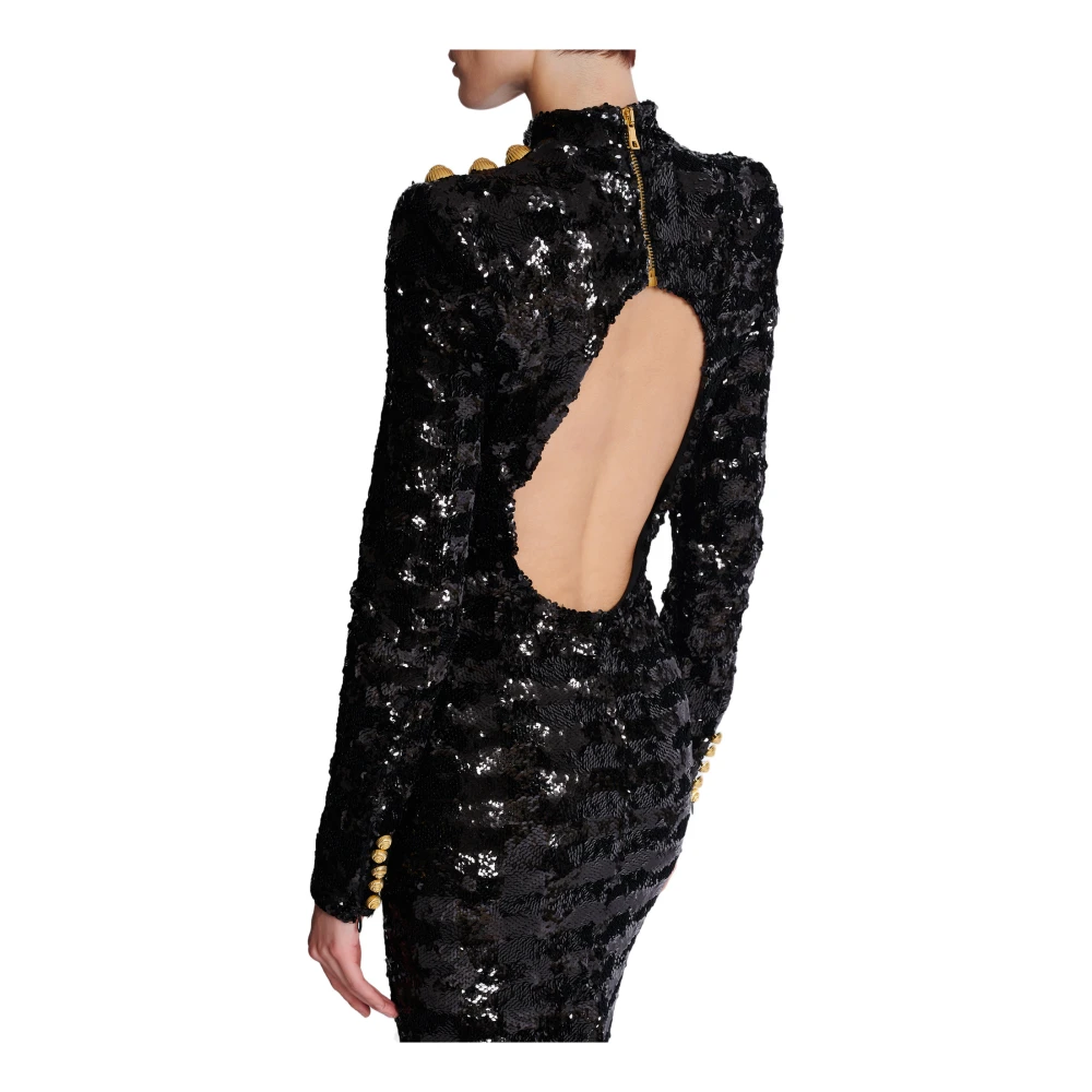 Balmain Lange paillettenjurk Black Dames