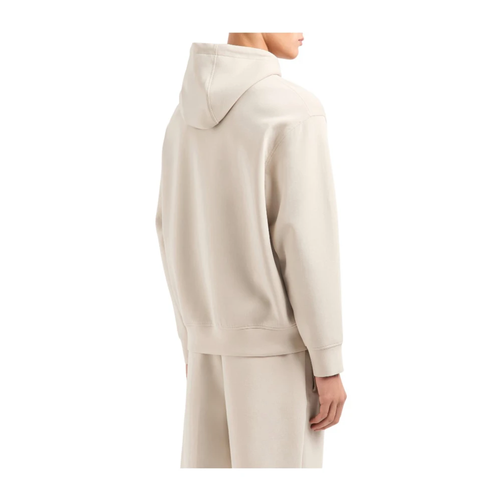 Emporio Armani Geborduurde hoodie met logodetail Beige Heren