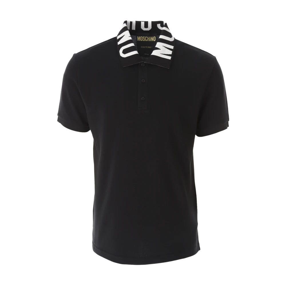 Moschino Geborduurde Hals Polo Shirt Black Heren