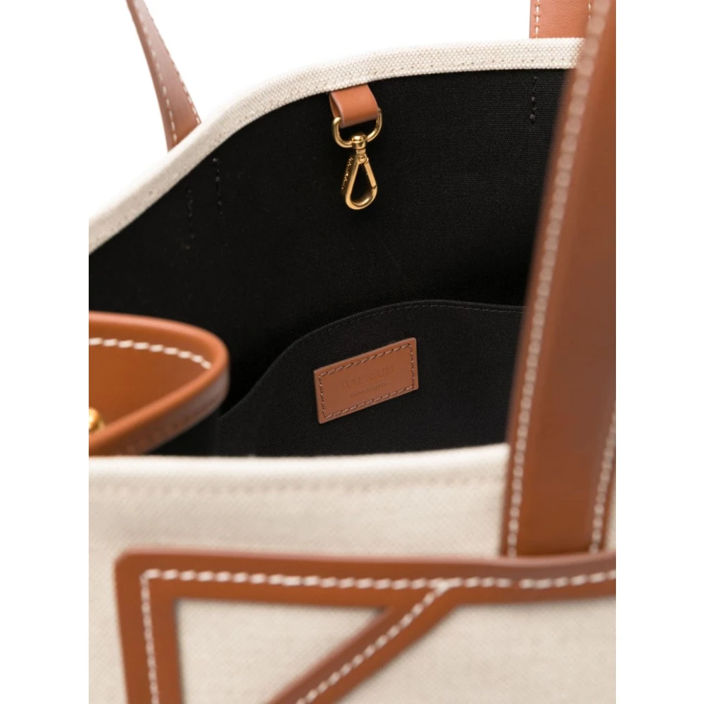 Balmain Bruin Leren Tote Tas met Logo Brown Dames