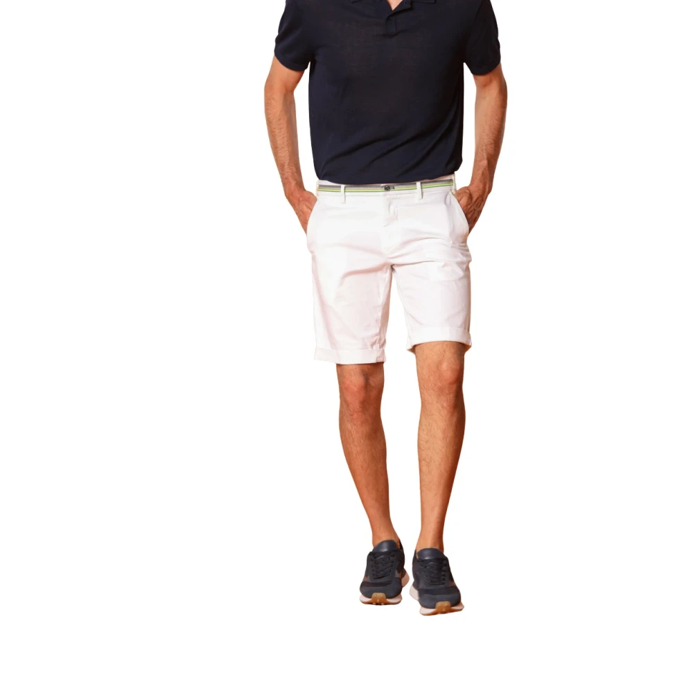 Mason's, Shorts, Herr, M, Bomull, Slim Fit Vit Chino Bermuda Shorts