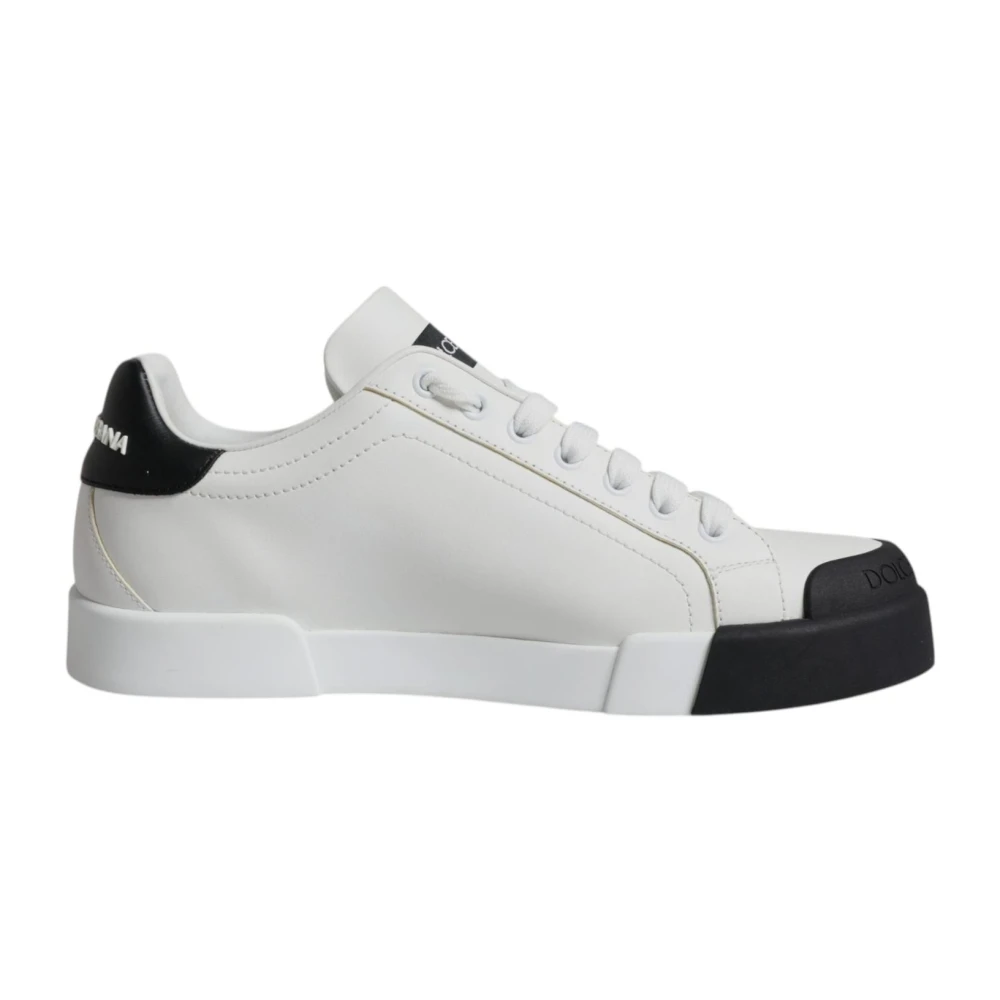 Dolce & Gabbana Men's Black/White Logo Portofino Sneaker Shoes