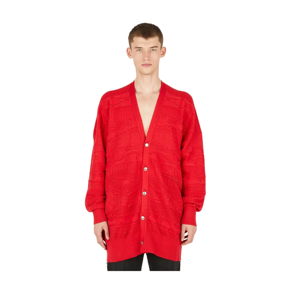 Sulvam Stickad Jacquard Cardigan Red, Herr