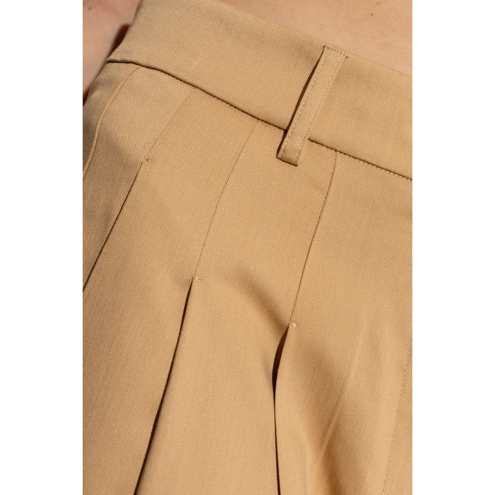 Forte Broek met wollen afwerking Beige Dames