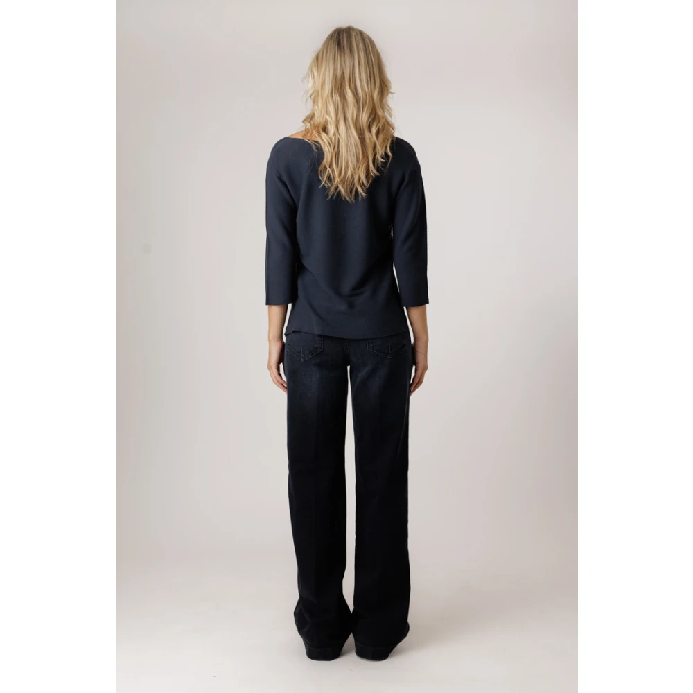 No man's land Slate Blue V-Neck Sweater Blue Dames