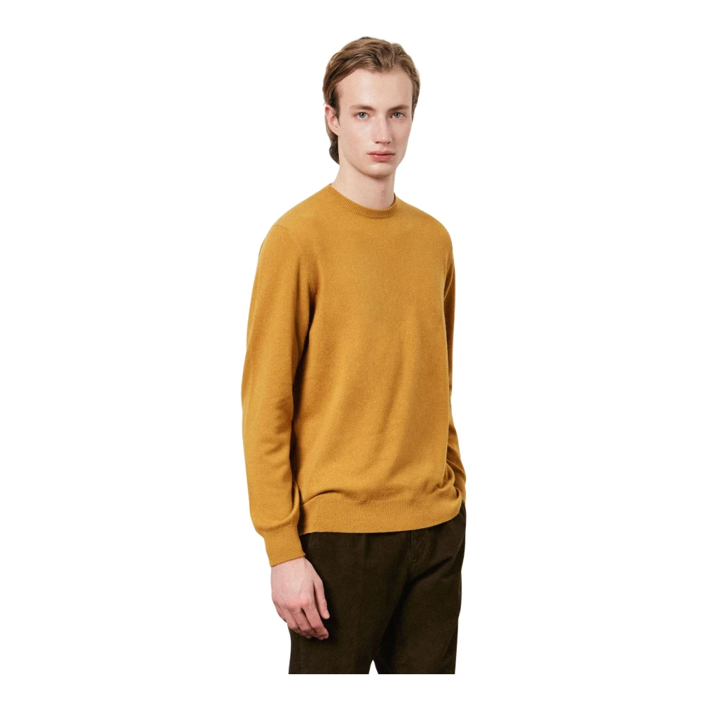 Massimo Alba Kasjmier Ribgebreide Crew Neck Sweater Yellow Heren