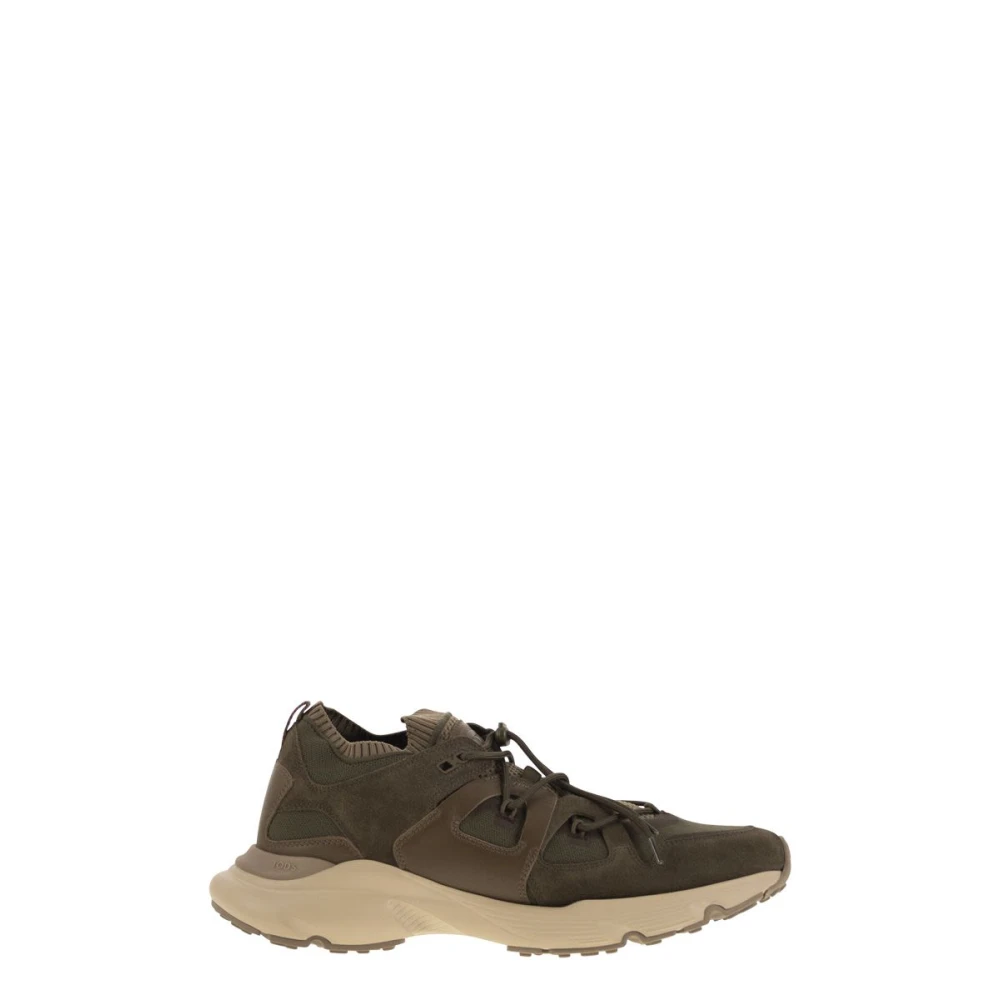 Tod’s Leren en Technische Stoffen Sneakers Heren Schoenen Groen