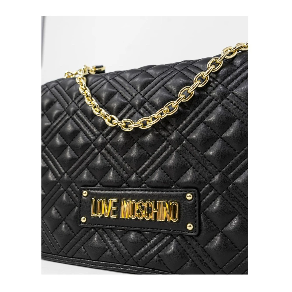 Love Moschino Gestructureerde polyurethaan handtas Herfst Winter collectie Black Dames