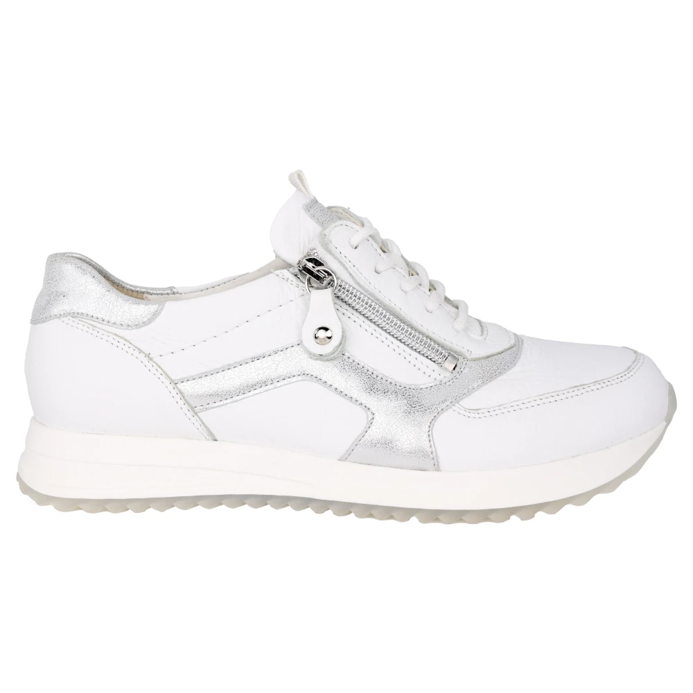 Waldläufer Wijde witte leren sneakers Dames Schoenen