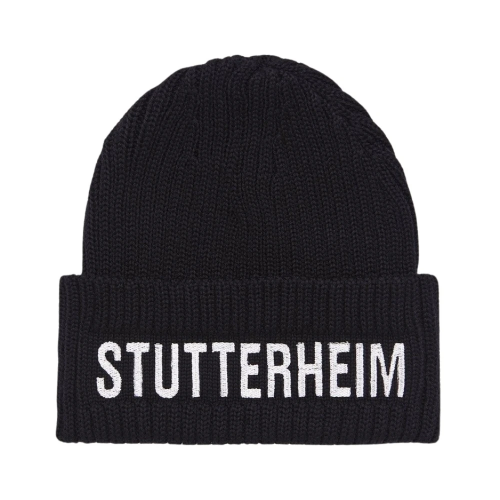 Stutterheim Merino Wol Ribgebreide Muts Black Unisex