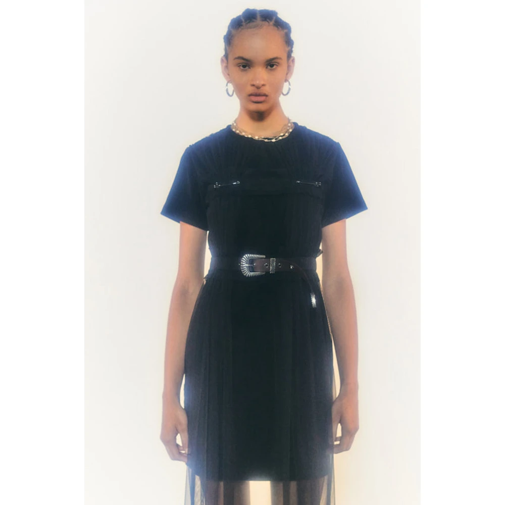 Andersson Bell Mesh En Velvet Jurk Black Dames