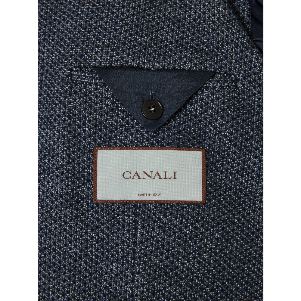 Canali Italiaanse Katoen Wol Jas met Knopen Blue Heren