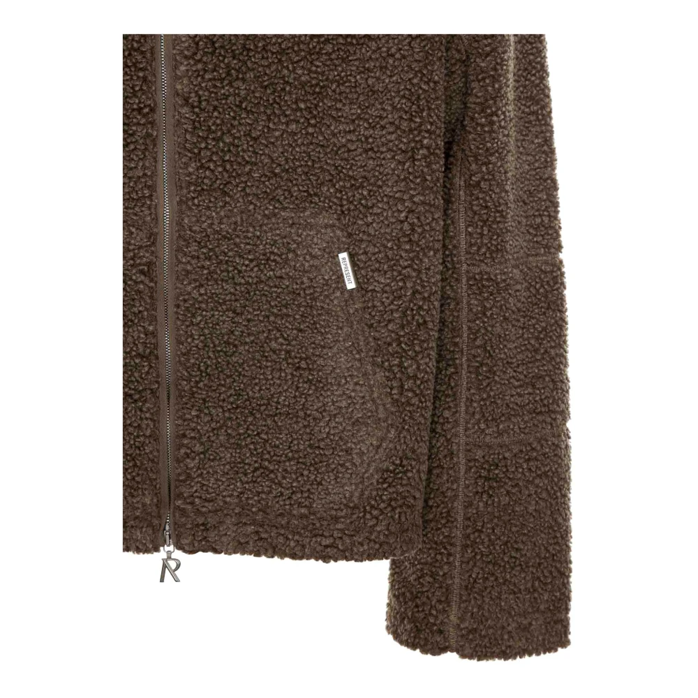 Represent Fleece Jack met Capuchon en Contraststiksels Beige Heren