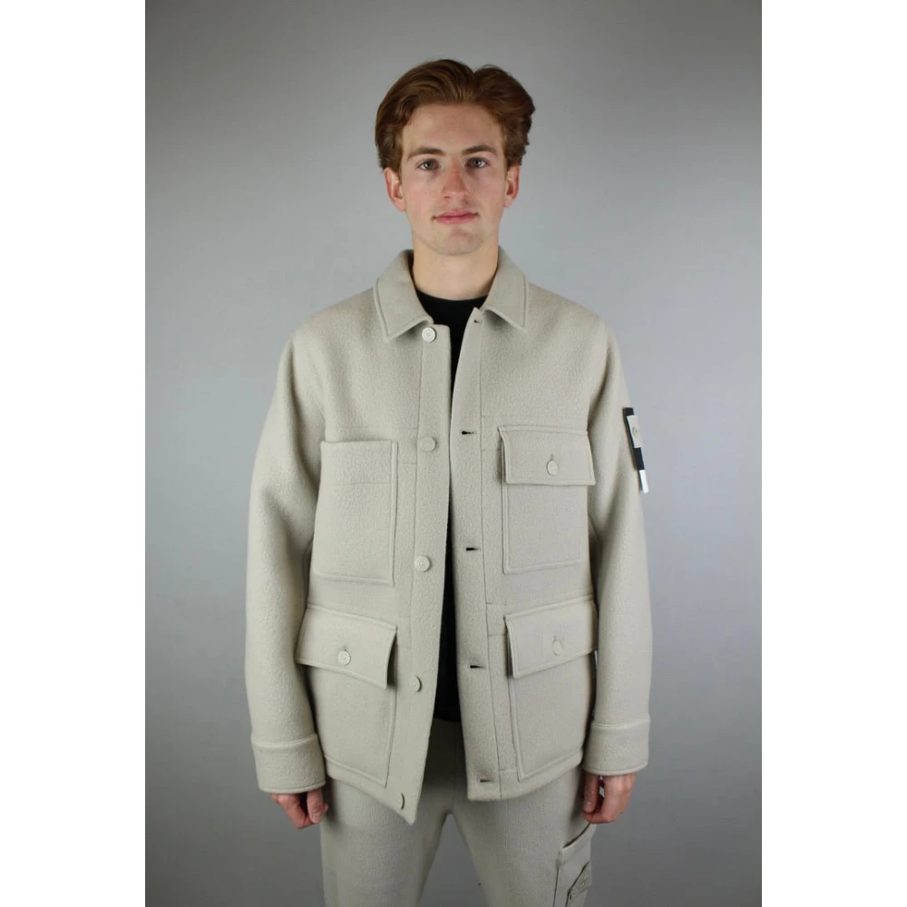 Stone Island Beige Melton Wool Ghost Jacket Beige Heren