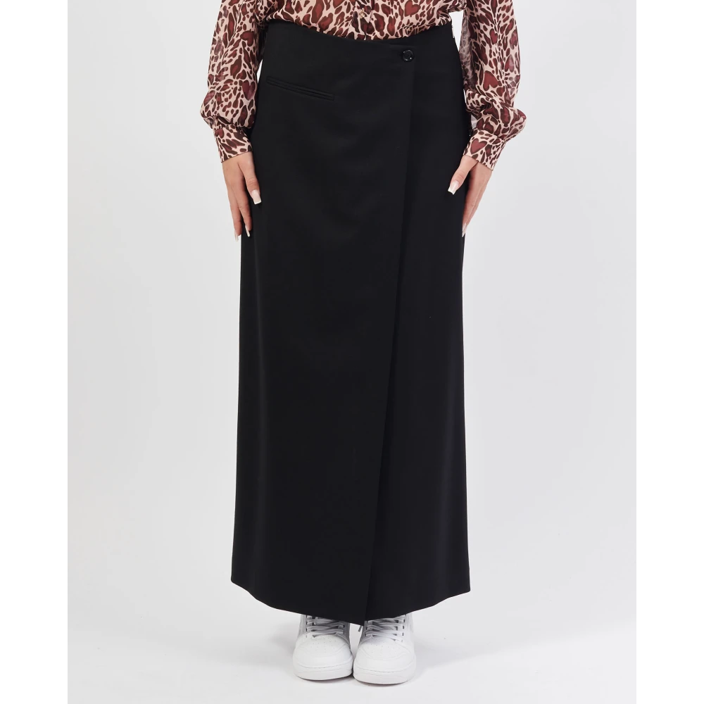 Hugo Boss Zwarte lange rok met hoge split Black Dames