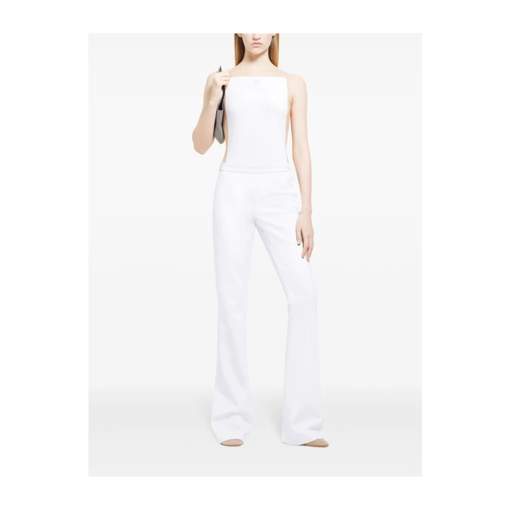 Courrèges Witte Vierkante Hals Top Open Rug White Dames