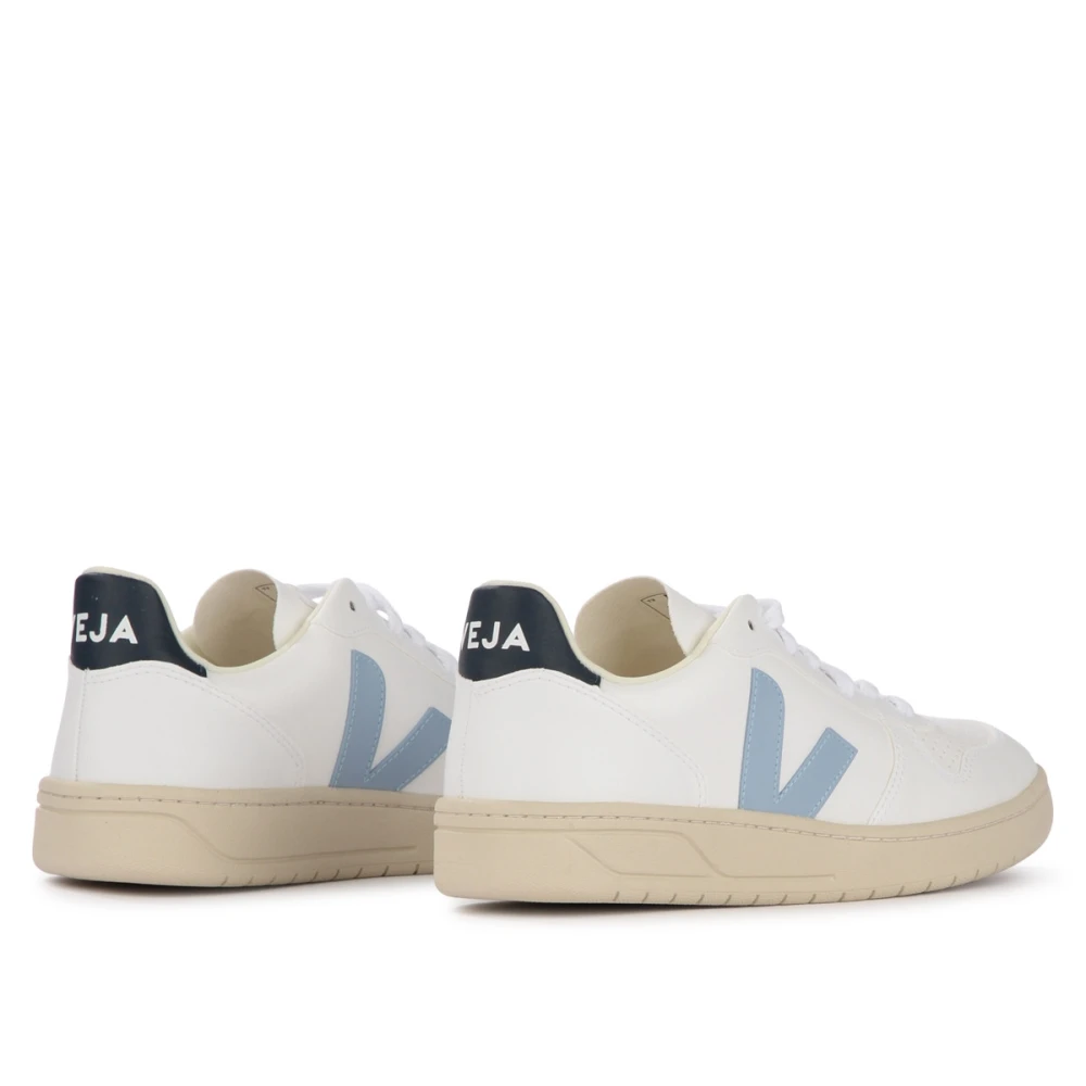 Veja Witte en Blauwe Vegan Leren Sneaker V-10 CWL White Heren