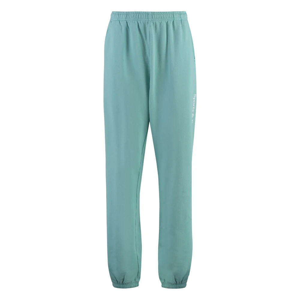 Sporty & Rich Katoenen Logo Print Sweatpants Green Dames