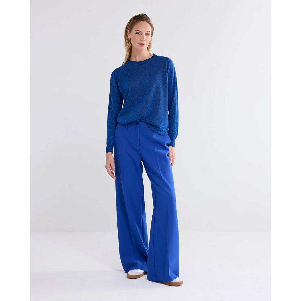 Summum Woman Lurex Gebreide Pullover Sweater Blue Dames
