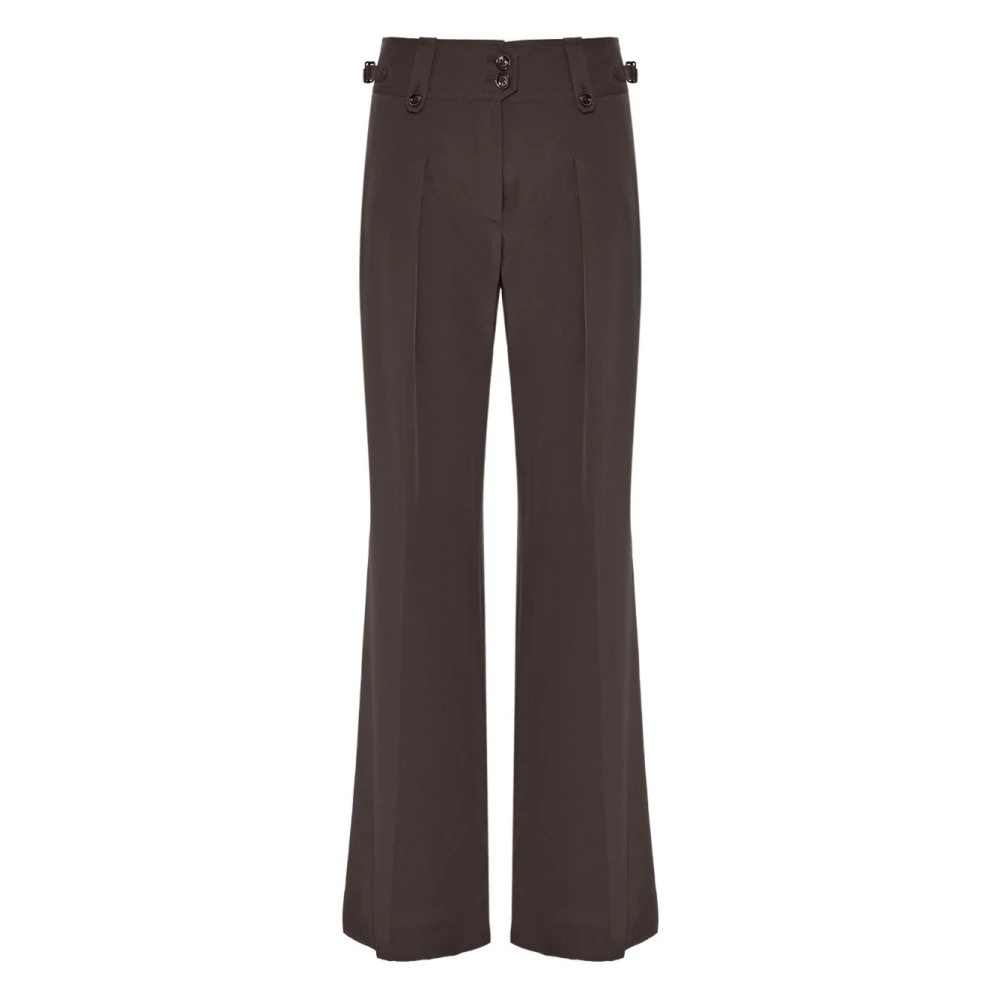 Tom Ford Women's Brown Wide Trousers, S, Pleated Wide Leg Silk Trousers