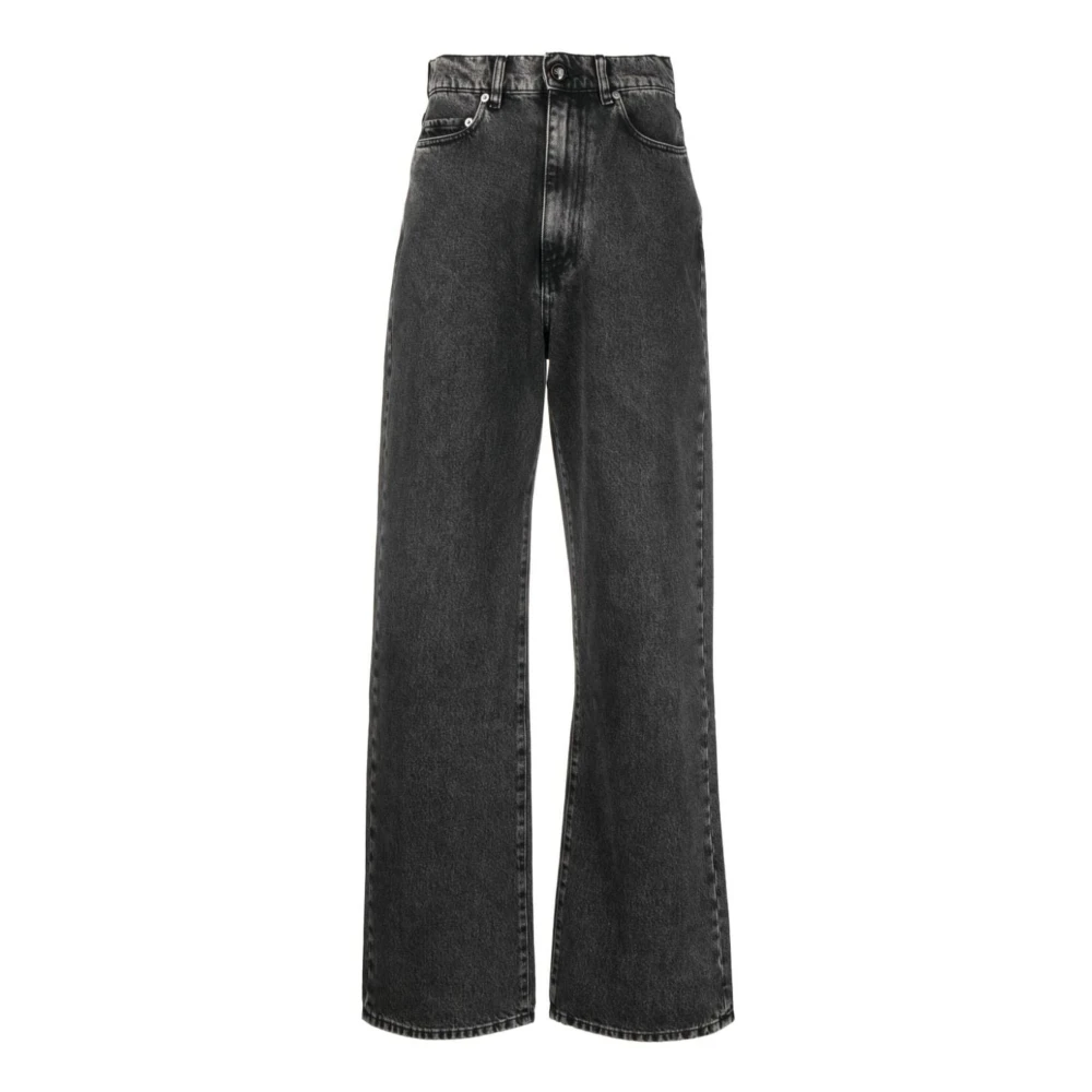 Semicouture Zwarte jeans met hoge taille en wijde pijpen Black Dames