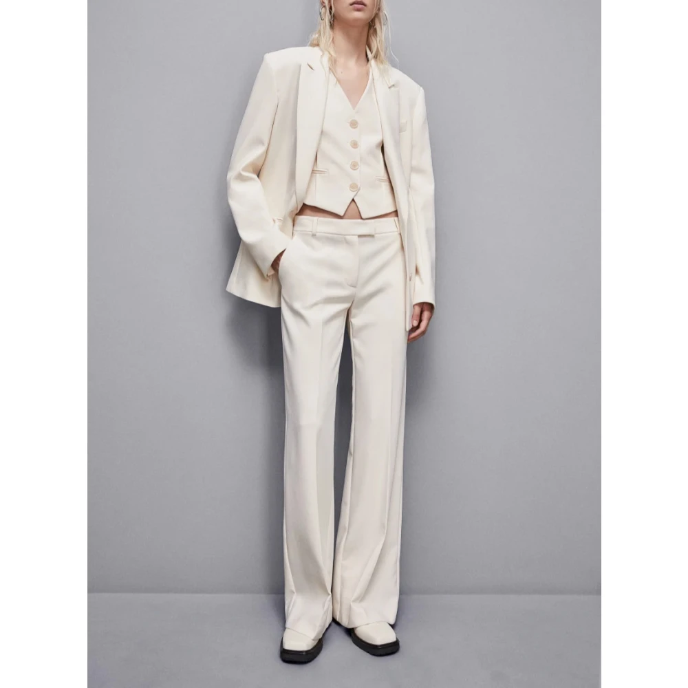 PATRIZIA PEPE Lage Taille Twill Broek White Dames