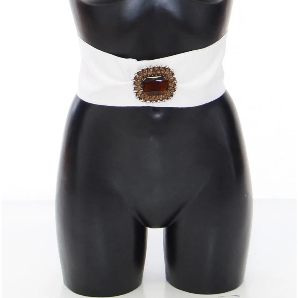 Dolce & Gabbana , Belts, Unisex, White, L, Crystal Brass Wide Waist Runway Belt - Image 2