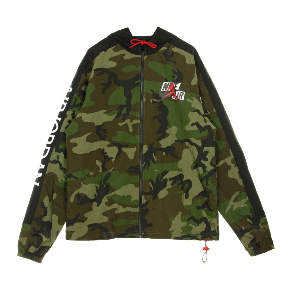Jordan Klassieke Windbreaker in Olijf Zwart Rood Green Heren
