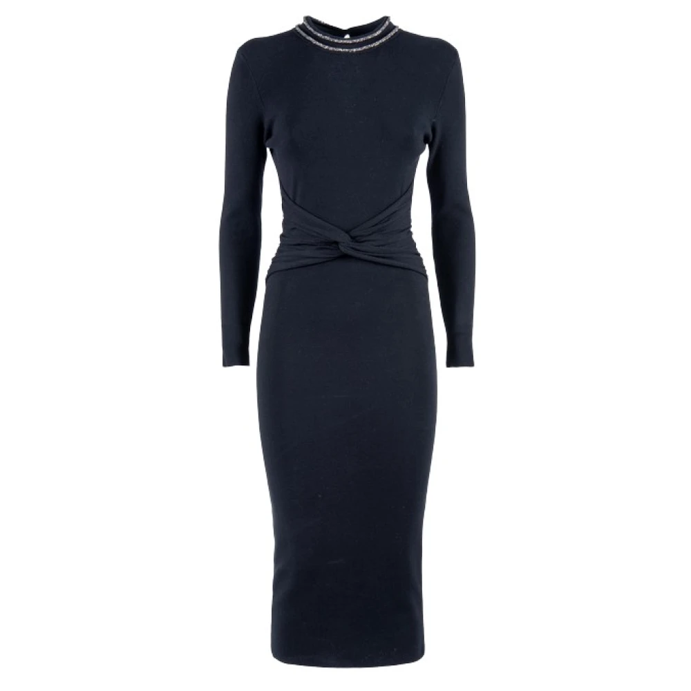 Nenette Zwarte Serpentine Strass Knoop Top Black Dames