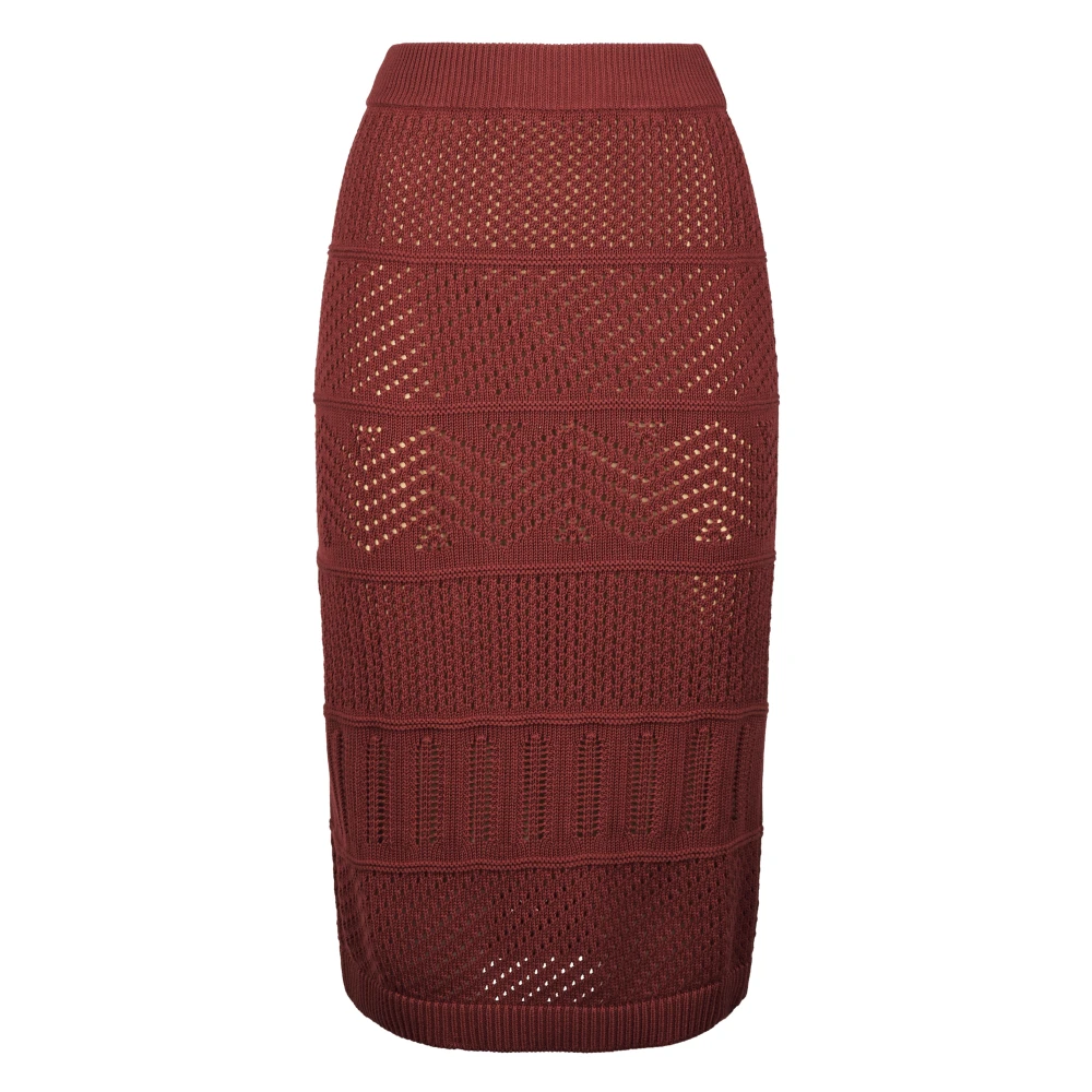 Max Mara Women's Brown Gonna In Maglia - Midi Skirts - S - Skirts