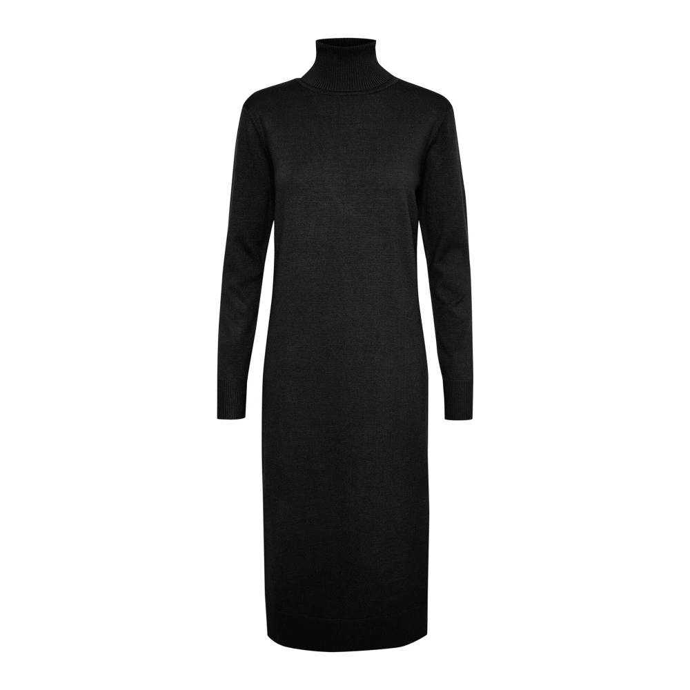 Saint Tropez Women's Black Roll Neck Long Dress - Knitted Dresses - S - Dresses