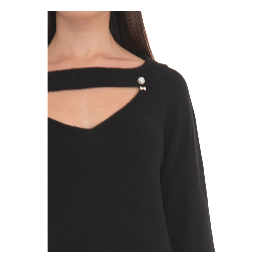Liu Jo Wollen Jurk met Parels Black Dames