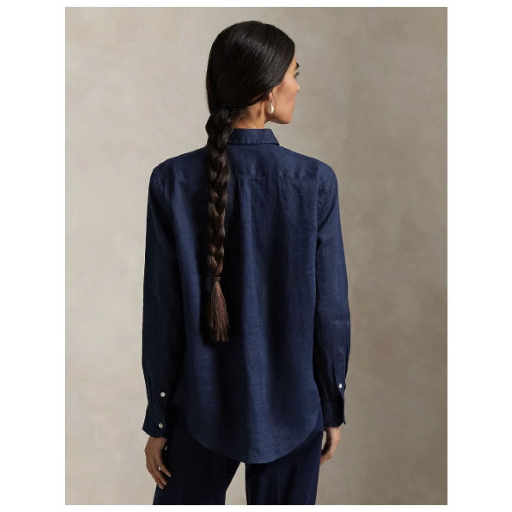 Polo Ralph Lauren Linnen overhemd met puntkraag Blue Dames