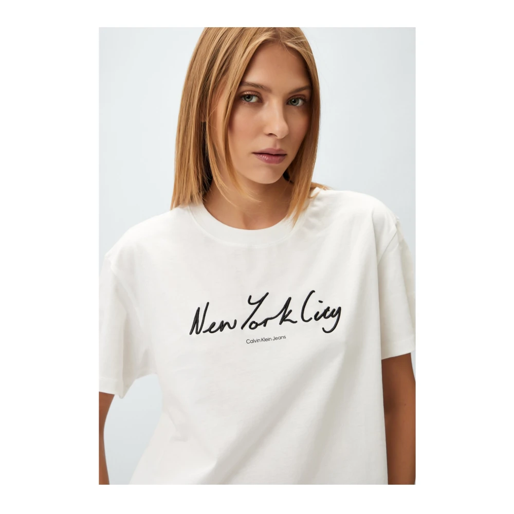 Calvin Klein NYC Logo T-shirt Rechte pasvorm White Dames