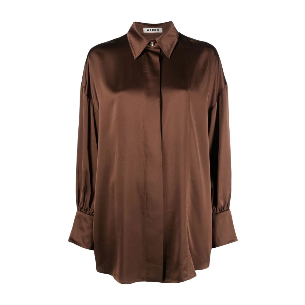 Aeron Brown Oversized Pyjama Shirt - Female - Shirts - M - Blouses & Shirts