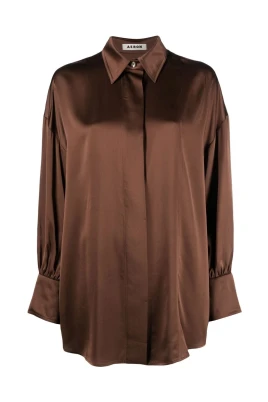 Brun Oversized Pyjama Skjorta