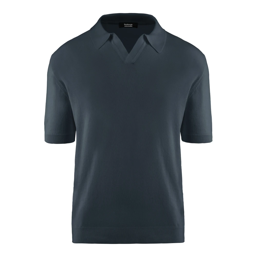 Bomboogie Men's Blue Revere-Collar Cotton Jumper - V-Neck Knitwear - 2XL - Knitwear