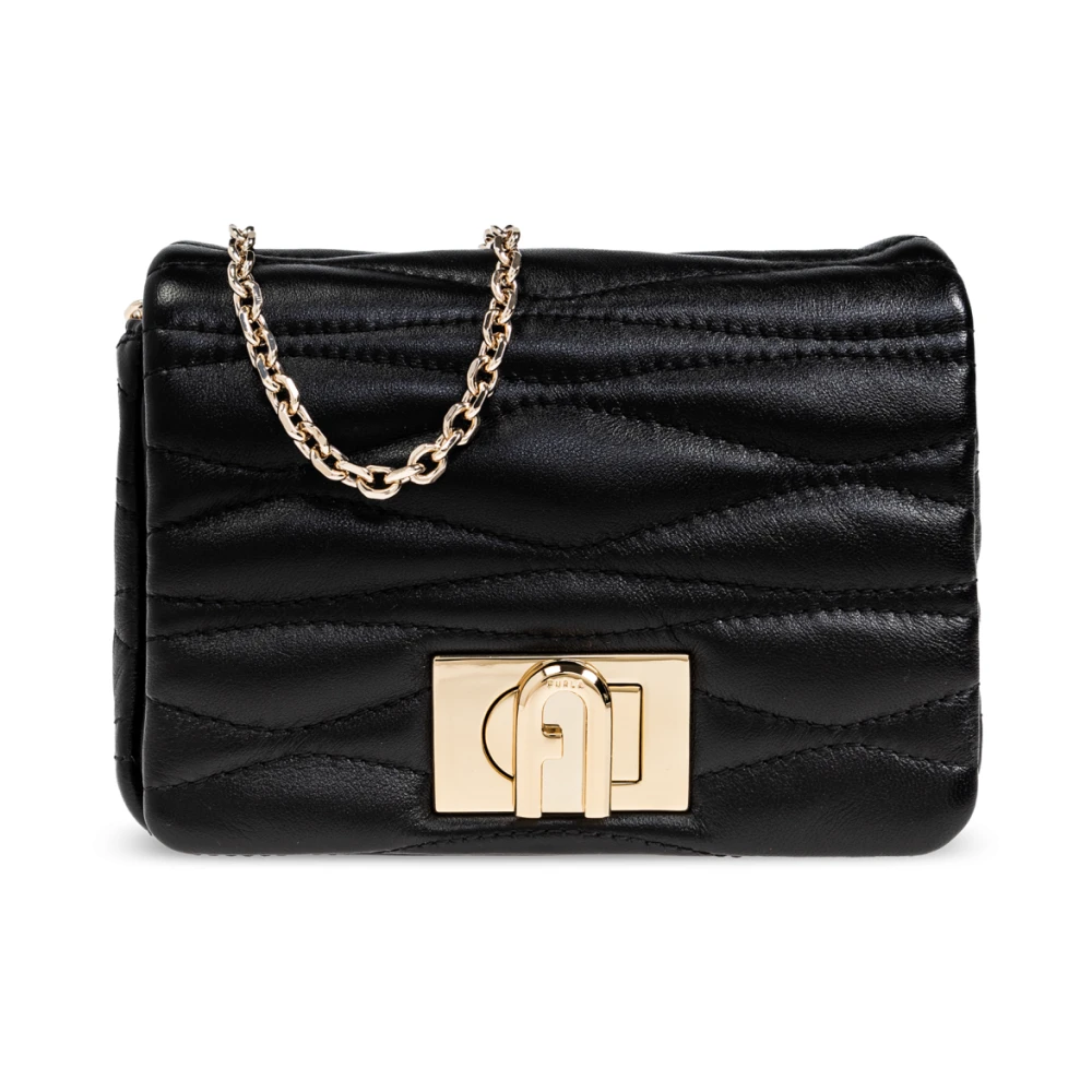 Furla Vrouw Zwart Tassen Dames, One Size, Leer, Schoudertas 1927 Mini