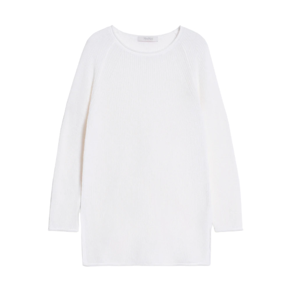 Max Mara Witte Trui Tuniek Stijl Katoen Linnen White Dames