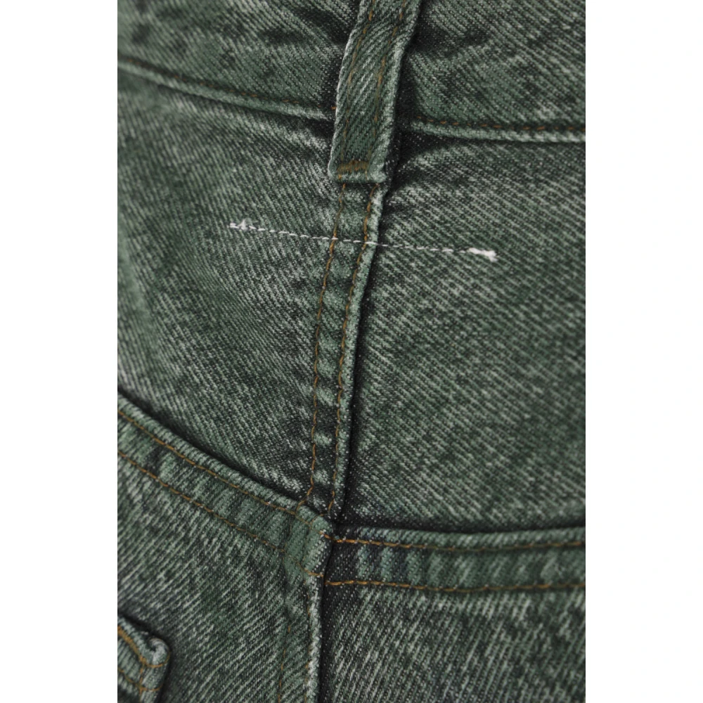 MM6 Maison Margiela Groene Loose-Fit Jeans met Wit Stiksel Green Dames