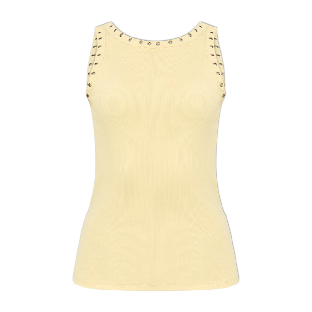 Gestuz Omkeerbare Eyelet Top in Botergeel Yellow Dames
