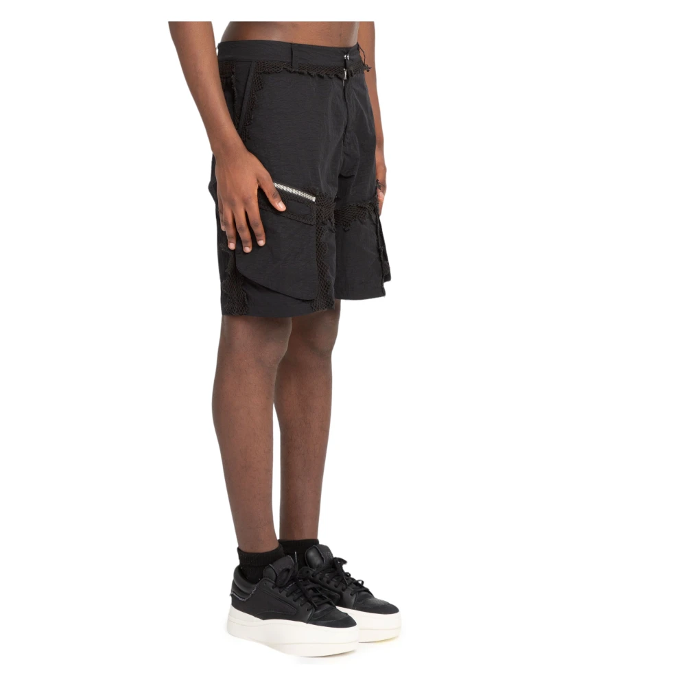 Heliot Emil Zwarte Sferische Cargo Shorts Black Heren