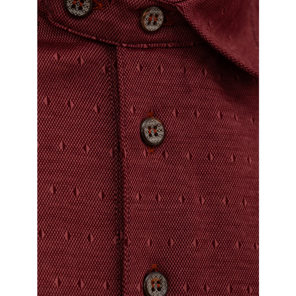 Canali Bordeaux korte mouw polo shirt Red Heren