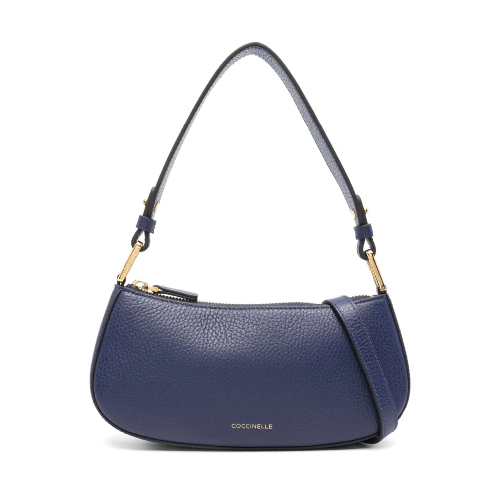 Coccinelle Navy Blauw Leren Schoudertas Blue Dames