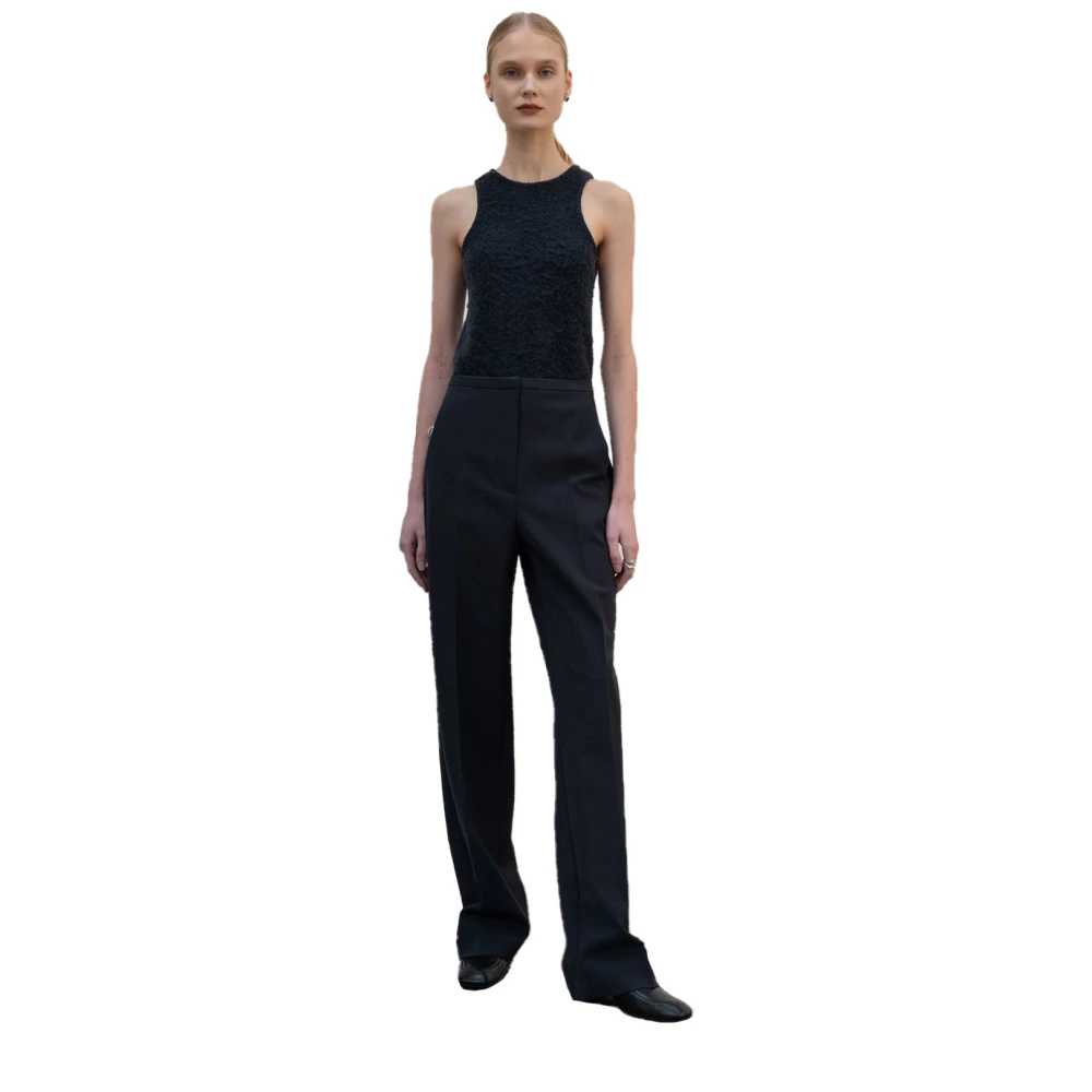 LOW Classic Roomwit Merino Wol Bouclé Gebreide Top Black Dames