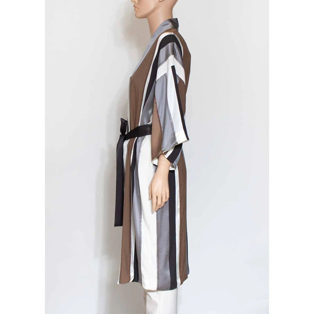 BRUNELLO CUCINELLI Zijden Gestreepte Cape Jas voor Vrouwen Multicolor Dames