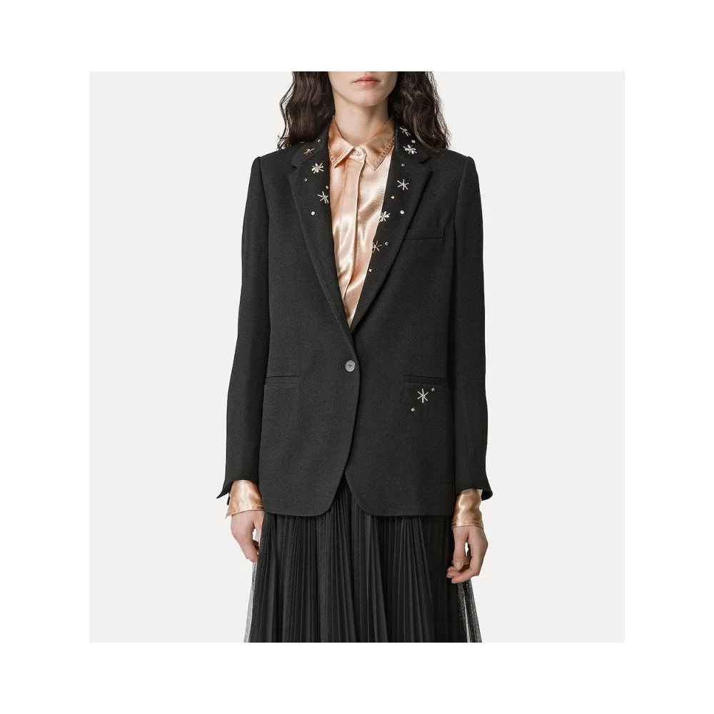 Forte Blazer met strass details Black Dames
