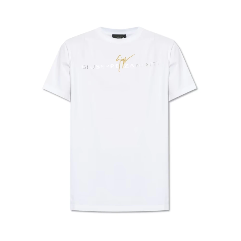 Giuseppe zanotti Witte Katoenen Logo T-shirt White Heren