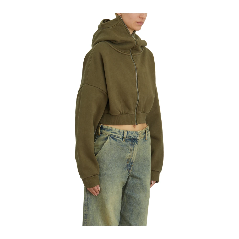 Entire Studios Cropped Militaire Zip Hoodie Green Dames
