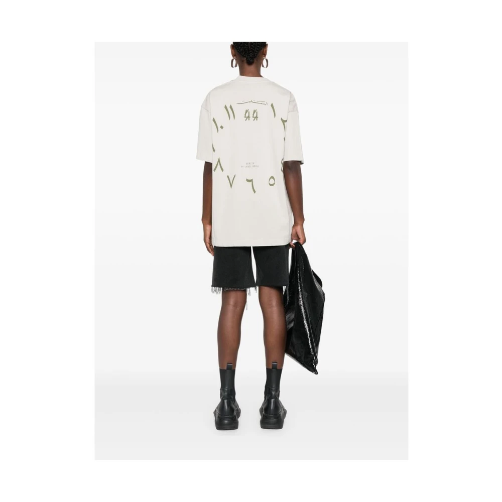 44 Label Group Ivoor Wit Katoenen T-shirt met Dial Print White Heren